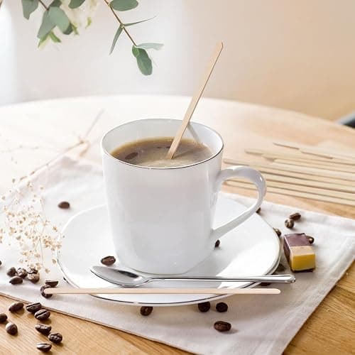 WISYOK 500 PCS Coffee Stirrers, 7 Inch Premium Birch Wood Sticks, Smooth Round Ends, Splinter-Free Disposable Stir Sticks for Coffee, Cocktails, Office, Home Use thumbnail 7