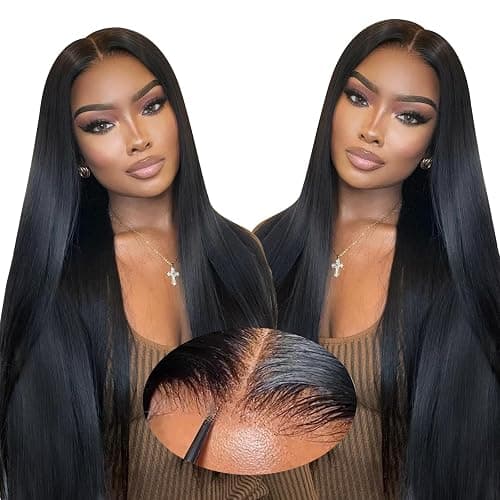 Oxeyegirl 20 Zoll 9 x 6 Straight 200% Density Wear and Go Glueless Wig Echthaar Perücke HD Lace Front Wig Human Hair Wigs For Black Women Perücken Echthaar Damen No Glue Pre Plucked Pre Cut(51cm) - Image 1