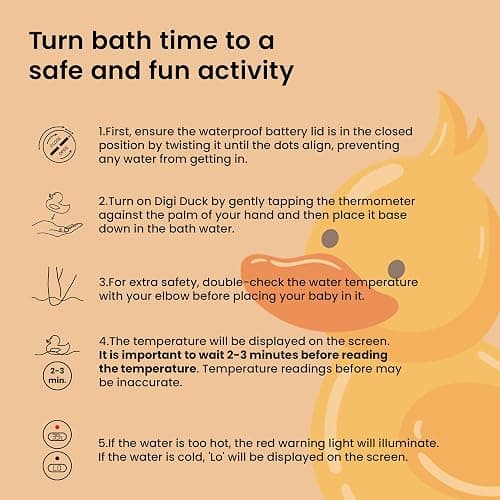 TensCare Digi Duckling Digital Water LCD Thermometer and Baby Bath Time Toy, yellow , Pack of 1 thumbnail 5