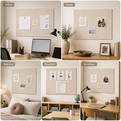 OceanBreezy Large Oatmea Felt Square Cork Board Alternative 6-Pack,36"x 24" | Felt Bulletin Board with 40 Removable Nano Adhesive Tabs & 40 Pushpins, Felt Wall Panels for Wall Home Office Classroom thumbnail 12