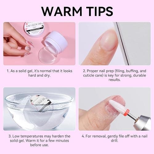 Makartt 3D Gel Nail Art: Clear Solid Builder Nail Gel 4 in 1 Non-sticky for Extension UV Glue for Acrylic Nails Rhinestones 3D sculpting Hard Gels UV/LED Lamp Required 15ml thumbnail 9
