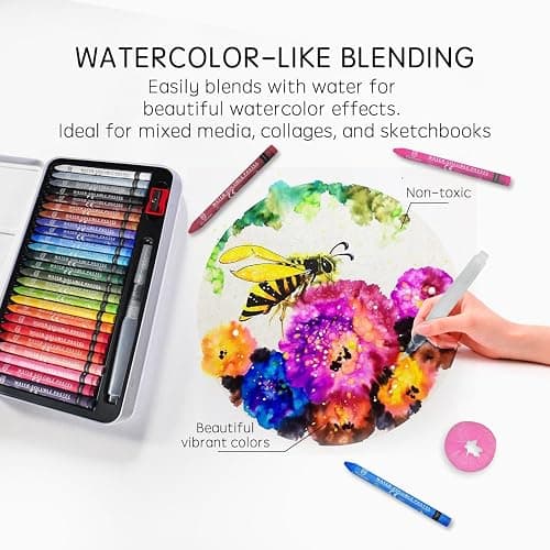 25 Colors Water-Soluble Pastel Crayons Set, Multi-Technique Art Kit with Brush & Palette, Versatile for Watercolor, Oil Pastel & Ink Effects, Easy Blending for Beginners, Sketching & Creative Drawing thumbnail 3