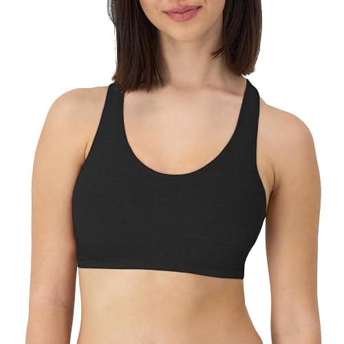Hanes Women's Cotton Racerback Bralette Pack, Breathable Low Impact Sports Bra, 3-Pack thumbnail 2