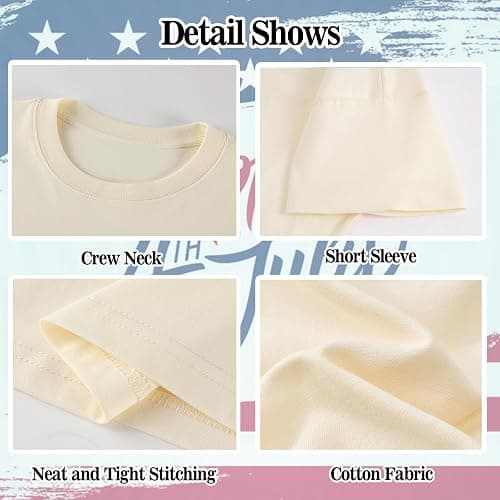Goengmo Toddler Girl American Flag Shirt 4th of July Tshirt Cotton Short Sleeve Tees 2-12 Years - Bow Apricot - 11-12 Years thumbnail 6