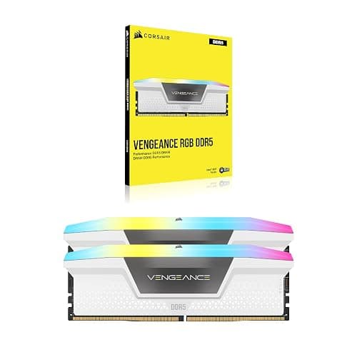CORSAIR Vengeance RGB DDR5 RAM 32GB (2x16GB) Up to 6000MHz CL36-44-44-96 1.35V Intel XMP 3.0 Desktop Computer Memory - White (CMH32GX5M2E6000C36W) thumbnail 6