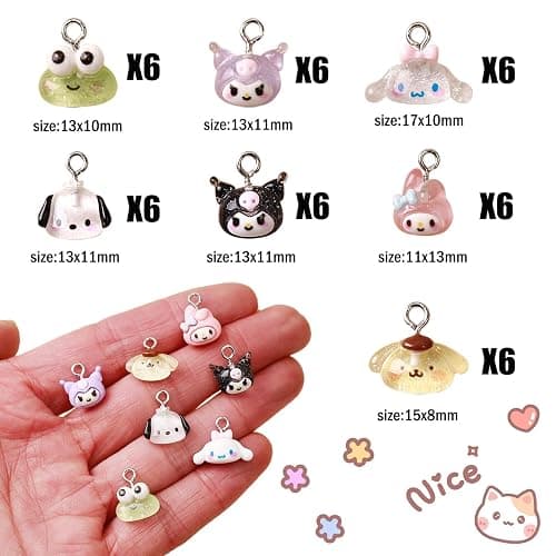 YOKUSHI 42PCS Cute Cartoon Resin Charms for Jewelry Making Bulk, 3D Mini Pendant Animal Ornament DIY for Bracelets thumbnail 2