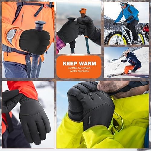 Hiramex Winter Waterproof Gloves Men Women, Windproof Warm Ski Gloves for Cold Weather, Touch Screen Snow Warm, Running Driving Cycling thumbnail 6