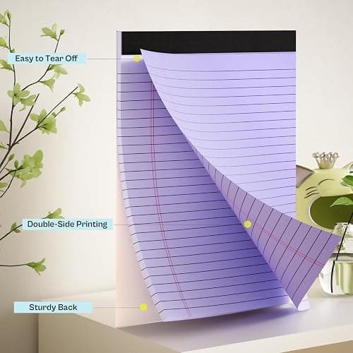 4 Pack Purpel Legal Pads 8.5 x 11 Purpel Note Pads 8.5 x 11 Notepad 8.5 x 11 Micro Perforated Writing Pads Lined Paper Pads Wide Ruled Pad of Paper 30 Sheets Notebook for Study, To-Do Lists, Office thumbnail 4