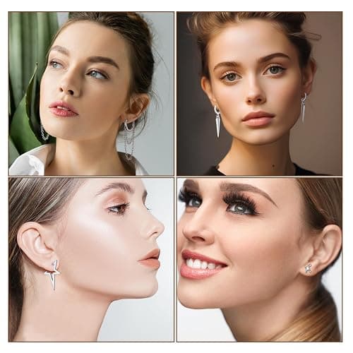 Quelay 8 Pairs Dangle Hoop Earrings for Men Women Punk Y2k Goth Gothic Tassel Chain Drop Star Moon Stud Earrings Gift thumbnail 6
