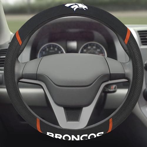 FANMATS unisex adult Embroidered Steering Wheel Cover, Black, 15 Inch Diameter US thumbnail 2