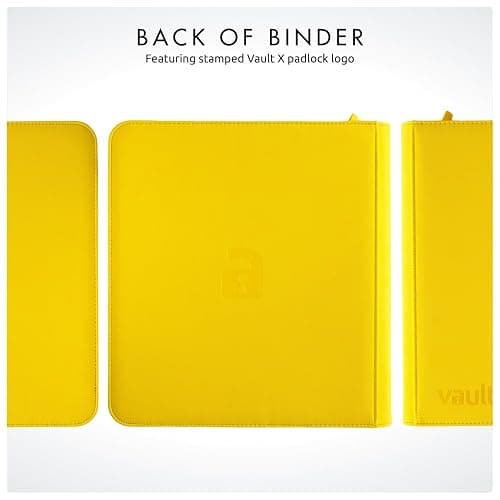 Vault X 12 Pocket Trading Card Zip Binder - 480 cards, Premium Exo-Tec Album Material, 20 Side-Loading Pages, Folder for Collectible Card Games, Sports, TCG (Yellow) thumbnail 7