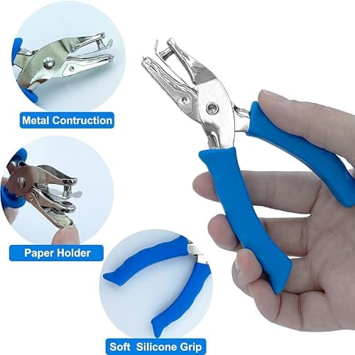 Single Hole Punch 1/4” Paper Hole Puncher for Crafts, One Hole Puncher with Blue Soft Grip Handle for Kids and Adults, Handheld Circle Punch for Paper Crafts in Home, Office, Classroom thumbnail 3