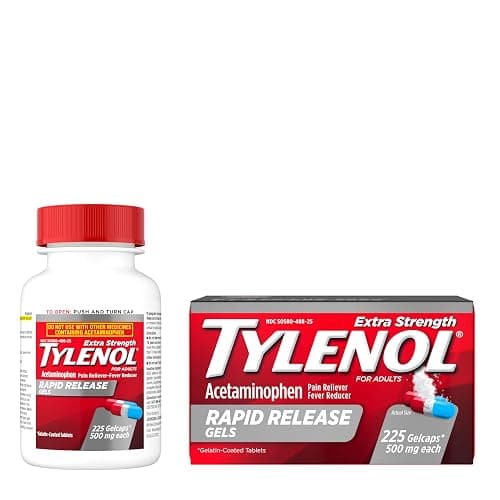 Tylenol Extra Strength Acetaminophen Rapid Release Gels, Fast, Strong Pain Relief, Fever Reducer Medicine, 500 mg Gelcaps with Laser‑Drilled Holes for Fast Release, Value Size, 225 Count thumbnail 8