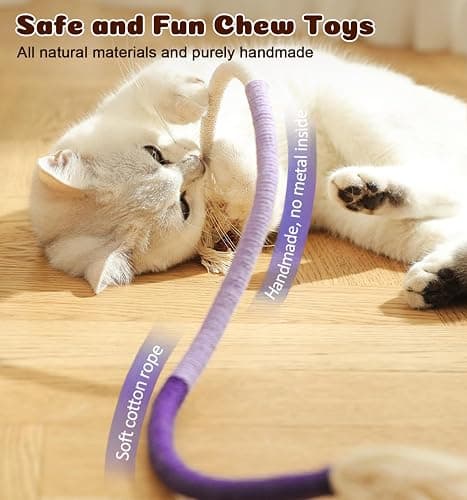 Dgerp Cat Chew Ropes 4Pcs, Cat Toys for Indoor Cats with Refillable Natural Catnip, Safe Teeth Cleaning Chew Toys, Interactive Kitten Nip Toys and All Breeds (19.5 Inches) thumbnail 3