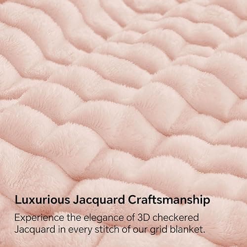 BEDELITE Pink Throw Blanket Twin Size for Bed- Super Soft and Warm 3D Checkered Fluffy Fuzzy Fleece Blanket, Luxurious Plush Cozy Blanket for Room Decor Fall and Winter, 60x80 inches thumbnail 5