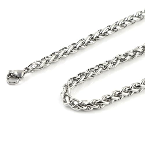 HZMAN Mens Stainless Steel Cross Pendant Necklace with Wheat Chain thumbnail 6