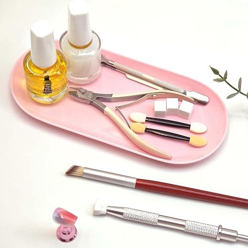 cgllwnmix Nail Tray Pink Manicure Tool Tray Display Nail Art Dish Storage Oval Manicure Tray Jewelry Rhinestone Cosmetics Organizer Decorative Small Storage Plate thumbnail 2