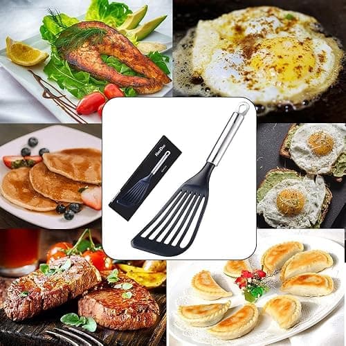 KSENDALO Thin Kitchen Spatula Turner for Egg,Fish, Slotted Flexible Plastic Spatula for Nonstick Cookware, Idea Kitchen Utensil for Egg, Bacon, Fish, Pancakes thumbnail 3