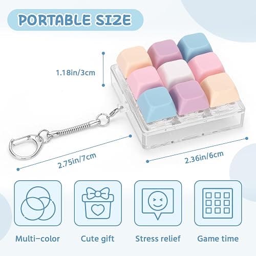 Netholid Colorful Keyboard Fidget Toys for Adults Mechanical Button Keyboard Clicker Keychain for Work Stress Relief Anxiety (9IN1-Style B) thumbnail 2