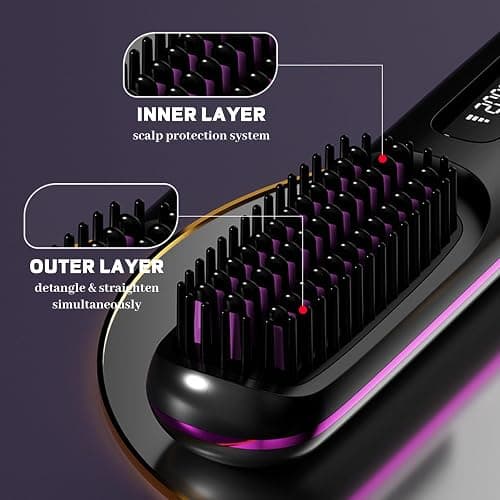 NUMOYA Go Brush Pro Portable Cordless Hair Straightener Brush, Rechargeable MCH Fast Heating for Women Travel (White) thumbnail 5
