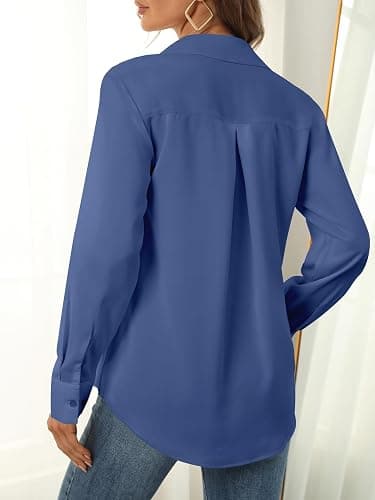 hearain Women's Button Down Shirts Long Sleeve Basic Classic Soft Shirt Collared Fashion Dressy Casual Blouses thumbnail 2
