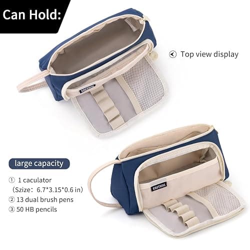 EASTHILL Big Capacity Pencil Case Pouch Pen Case Simple Stationery Bag School College Office Organizer for Teens Girls Adults Student thumbnail 4