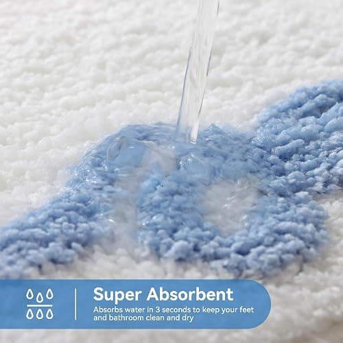 TRUEDAYS Blue Scalloped Bath Mat - Cute Bow Bathroom Rugs Small Non Slip Bath Mat, Soft & Absorbent Bath Rugs for Bathroom Decor, Tub, Vanity Floor thumbnail 5