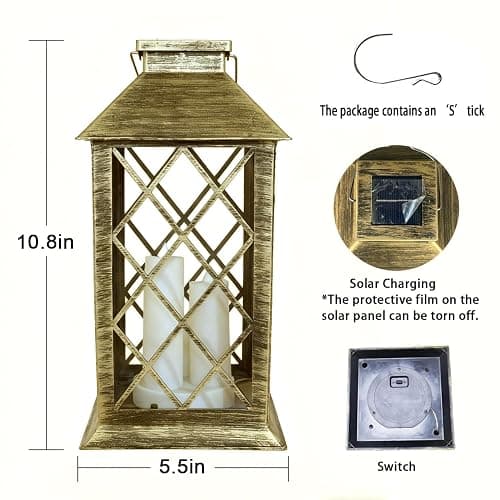 Solar Lantern Outdoor,Garden Hanging Lantern- PVC Waterproof 3 LED Flickering Flameless Candle Decorative Lights for Table,Outdoor,Party(1 Pack) thumbnail 3