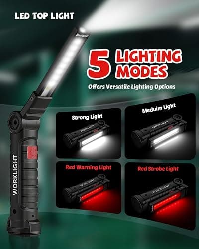 Coquimbo Mens Valentines Day Tool Gifts for Him Boyfriend Husband, Rechargeable LED Work Light BBQ Grill with Magnetic Base Hook, 360° Rotate Mechanic Flashlight Dad Birthday Gifts (2 Pack Black) thumbnail 6