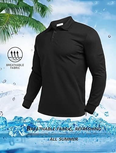 Deyeek Men's Polo Shirts Long Sleeve Golf Polo Shirts for Men Quick Dry UPF 50+ Sun Protection Polos Casual Collared Shirts thumbnail 5