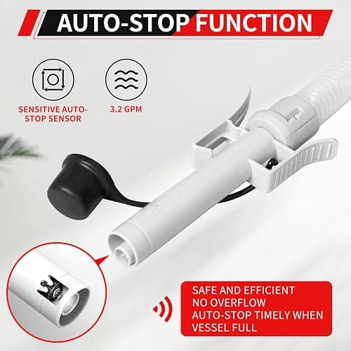 FEEDRON Automatic Fuel Transfer Pump with Auto-Stop, 51'' Extra Long Hose, 3.2 Gallon per Min, Battery or USB Powered, 4 Can Adapters, Fast and Safe Portable Gas Can Pump for Oil, Diesel,Gasoline. thumbnail 2