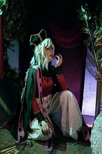 Buyoem Douma Cosplay，Douma Costume，Anime Douma Kimono Suit Cosplay Costume Halloween Robes Cloak Full Set with Wig thumbnail 3