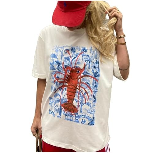 Y2k Oversized Graphic T Shirts Short Sleeve Crewneck Tees Baggy Tops - Image 1