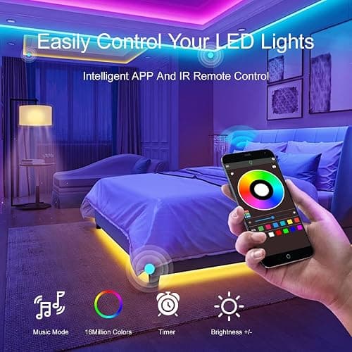 HBOWMDJIA Led Lights for Bedroom 200 FT (2 Rolls 100 FT), with Remote and Application Control RGB Color Changing LED Strip Lights, Music Synchronization, Used for Room, Family, Party Decoration thumbnail 7