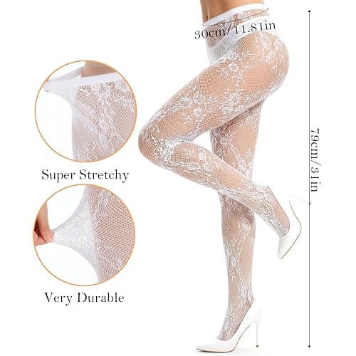 Grevosea Floral Tights for Women, Pattern Tights Black Fishnet Stockings High Waist Sheer Stockings Pantyhose thumbnail 2