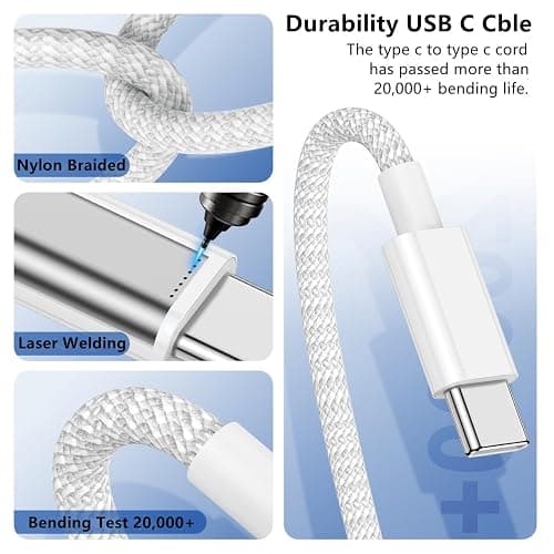 USB C to C Charger Cable 6ft, 60W Type C to C Fast Charging Cable Cord Long for Apple iPhone 17 Pro Max/17 Air/16 Pro Max/16 Pro/15 Plus/15 Pro Max/MacBook 2021/2020/2019,iPad Pro/Mini/Samsung Galaxy thumbnail 4