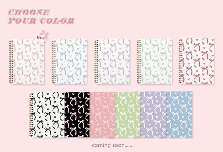 QUICQOD Journal for Teen Girls, Cute School Supplies for Girls Pink Bow Preppy Notebook Diary Stuff Stationary Hardcover Spiral Notebook 5.5x8.3 Inch thumbnail 4