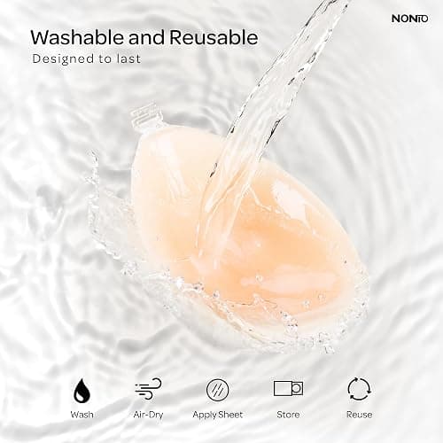 NONIO Adhesive Bra Strapless Sticky Invisible Push up Reusable Silicone The Best Off Backless Viscous for Women - A - Nude thumbnail 5