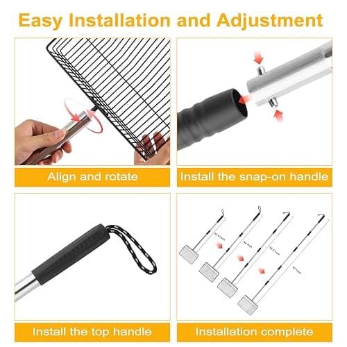 10 Inch Large Chicken Poop Scooper, 5 in 1 Chicken Coop Scoop with 22" to 67" Adjustable Stainless Steel Handle, Litter Sifting Shovel for Chicken Coop, Farm, Sheep Pen, Cat Litter, Stable Cleaning thumbnail 6