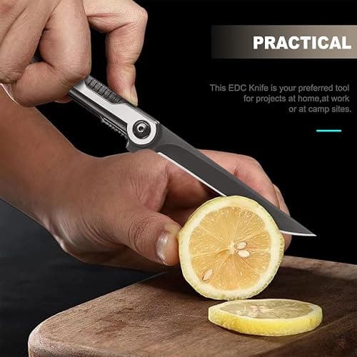 QZL EDC Folding Pocket Knife for Men,Slim Tanto knives with Clip and Glass Breaker, Gentleman's Knife with 7CR13Mov Steel Blade for Everyday Carry, Outdoor Camping thumbnail 5