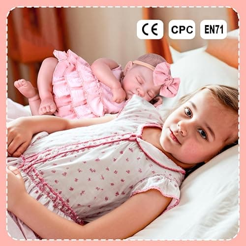 Aori Reborn Baby Dolls Girl 20'' Realistic Sleeping Newborn - Lifelike Poseable Vinyl Baby Doll with Feeding & Outfit Set - Weighted Body for Cuddling, Gift for Collectors & Kids 3+ thumbnail 6