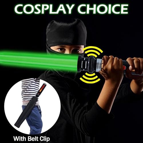 ANNDOFY Light Up Saber for Kids, Green Light Swords with FX Sound, Expandable Light Swords Set for Galaxy War Fighter Warriors Halloween Dress Up Parties (with Belt Clip) thumbnail 5