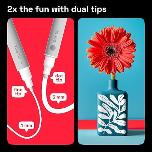 ARTISTRO 2 White Dual-Tip Acrylic Paint Pens - Multisurface Markers for Glass, Rock, Fabric, Wood, Plastic & More - 5mm Dot + 1mm Fine Tips thumbnail 4