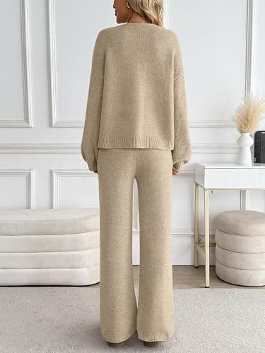 LILLUSORY Womens Lounge Sets 2 Piece Tie Front Oversized Sweater Airport Travel Winter Outfits 2025 Fall Matching Sweatsuit thumbnail 4