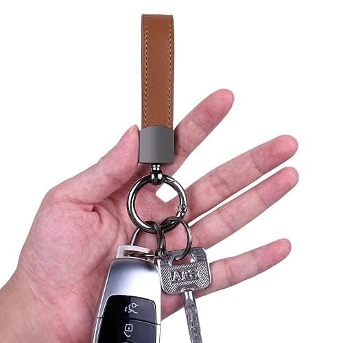 Wisdompro Genuine Leather Car Keychain, Universal Heavy Duty Key Fob Keychain Leather Key Chain Holder for Men and Women thumbnail 4