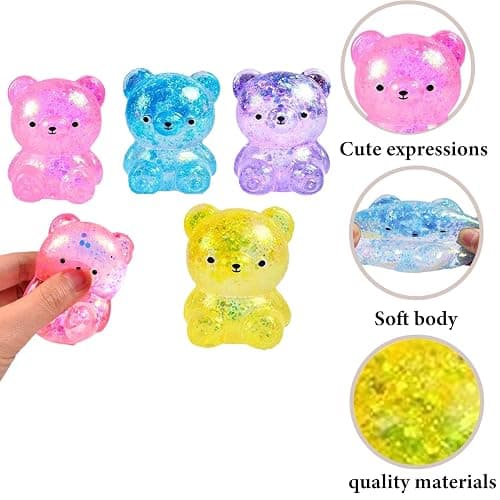 4 pcs Little Bear Stress Toys Set, Stress Relief Toy Ball Sensory Toys Relaxation And Stress Relief For Anxiety Relief,Party Favors, And Office Desk Decor Birthday Gifts For Children thumbnail 3