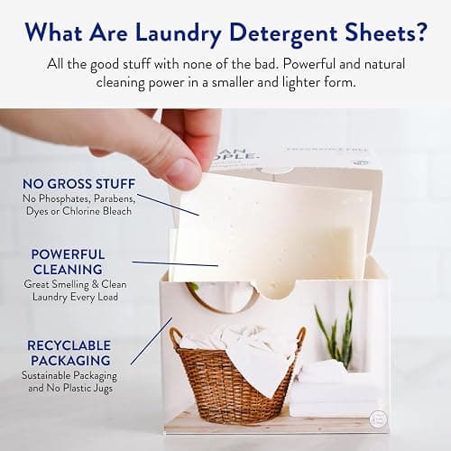 The Clean People Laundry Detergent Sheets - Laundry Soap - Ultra Concentrated, Recyclable Packaging, Stain Fighting - Fresh Scent, 32 Pack thumbnail 2
