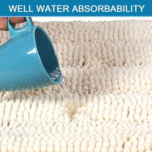 Bathroom Rugs Bath Rug Set 2 Piece Bathroom Contour Rug Toilet Mat Sets Non Slip Contour Bath Rug Set Ultra Thick Water Absorbent Striped Bath Mats Washable(47" x 17" Plus 20" x 20" U, Black) - 20" x 32" Plus 17" x 24" Stone Blue thumbnail 5