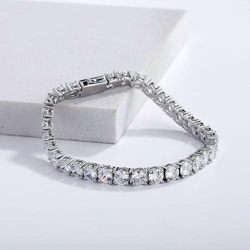 OYOGAA Tennis Bracelets for Women Trendy Dainty 14K Golden Silver Plated 5MM Pink Green Cubic Zirconia Brithstone Charm Bracelet for Men thumbnail 3
