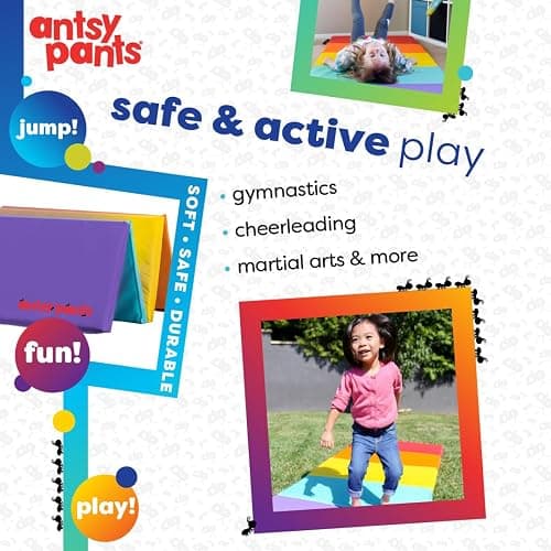 Antsy Pants Tumbling Mat for Kids – Gymnastics Mat, Easy to Clean, Sturdy, Foldable Tumbling Mats, Padded, Lightweight, Portable, Gymnastics Equipment for Active Play thumbnail 4